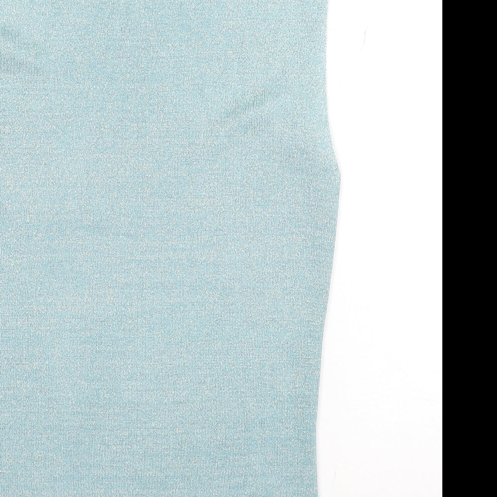Wallis Womens Blue Viscose Basic Tank Size 14 High Neck