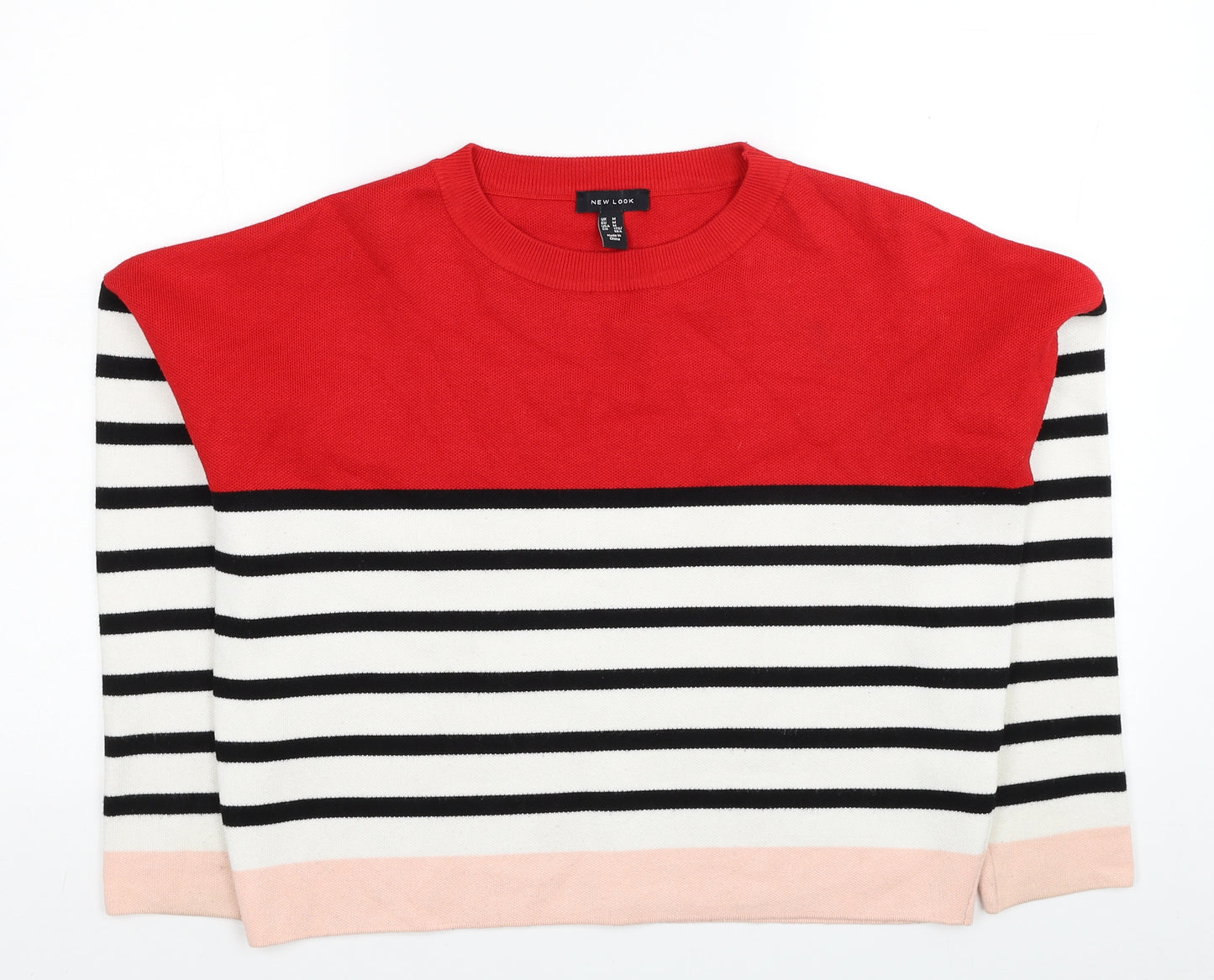 Marks and Spencer Womens Multicoloured Striped Viscose Basic Blouse Size M Round Neck