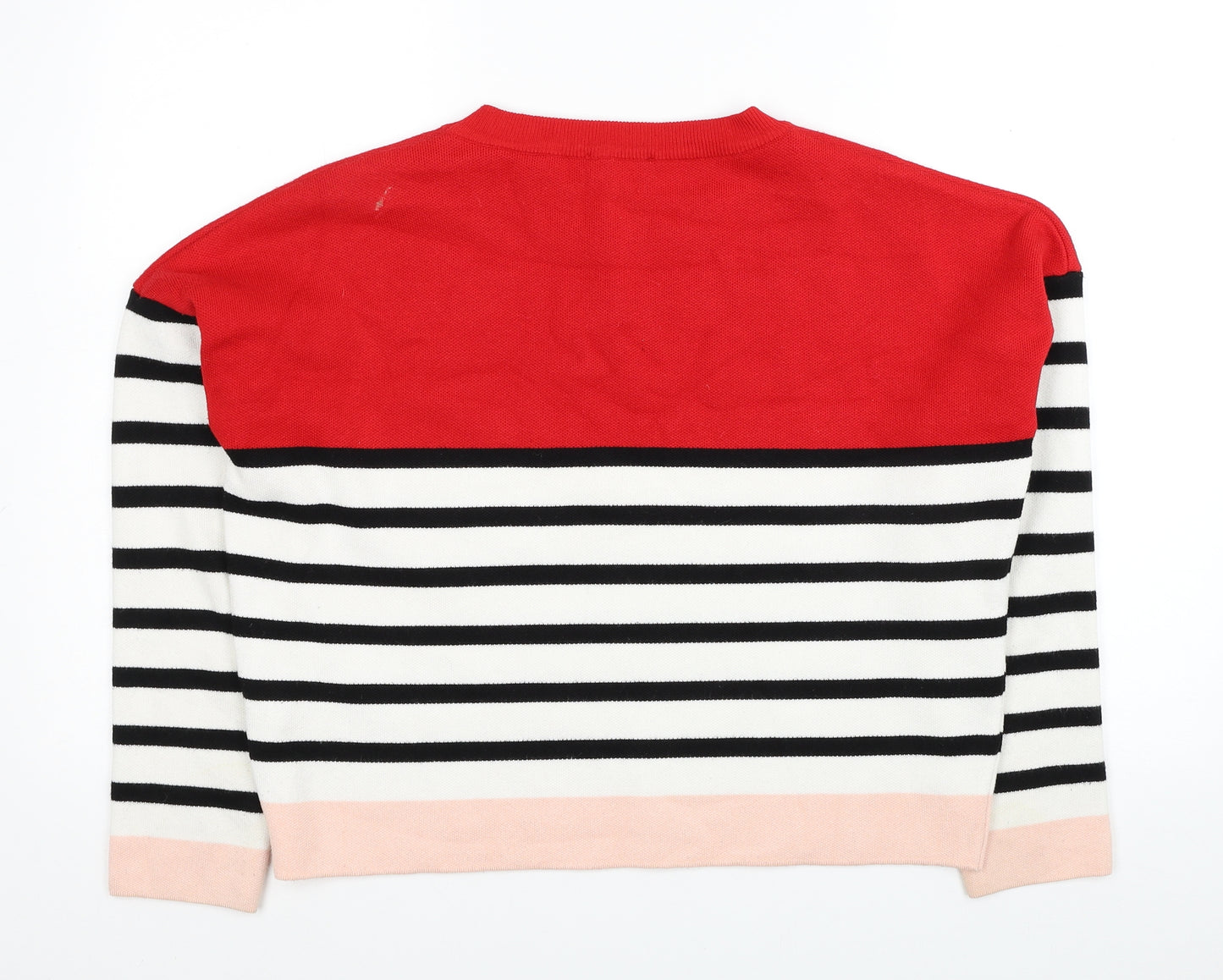 Marks and Spencer Womens Multicoloured Striped Viscose Basic Blouse Size M Round Neck