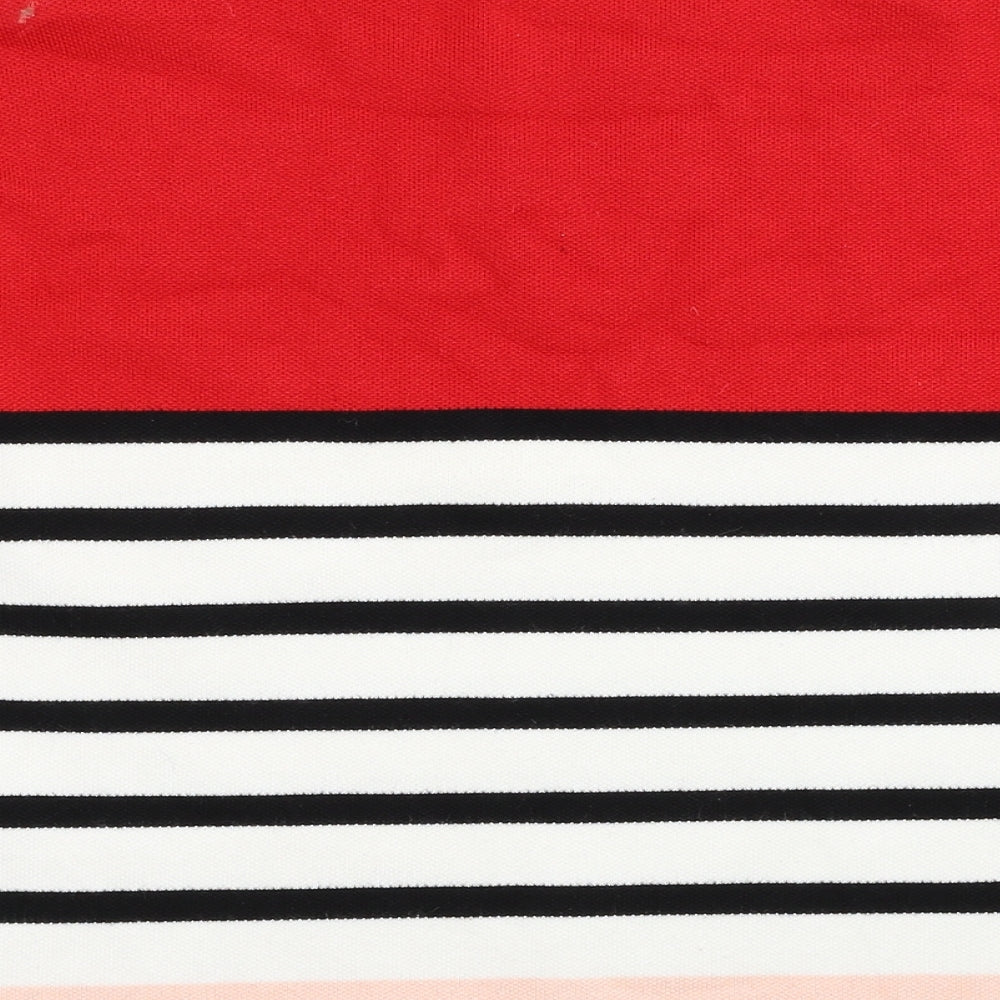 Marks and Spencer Womens Multicoloured Striped Viscose Basic Blouse Size M Round Neck