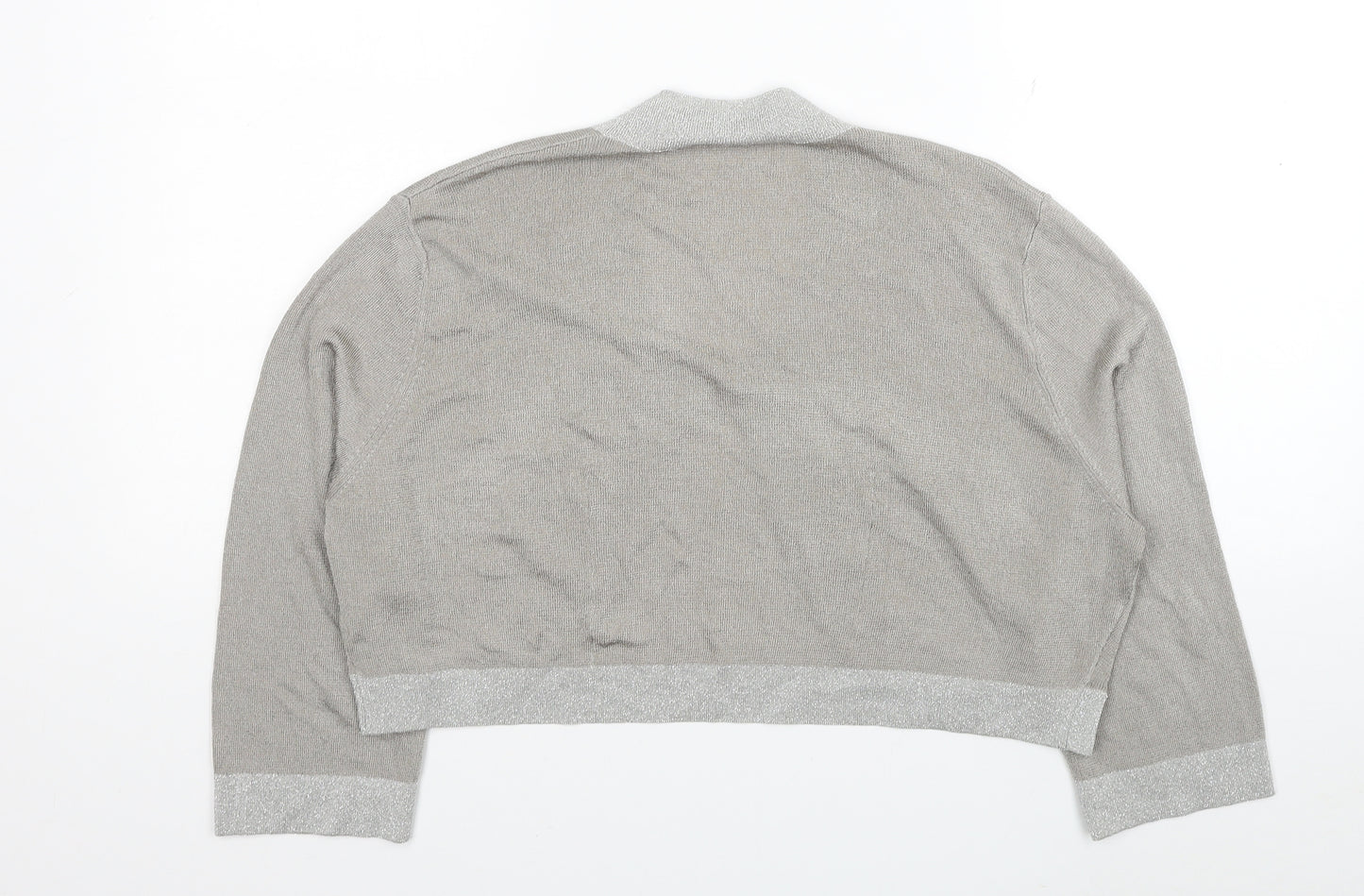 Alex&Co Womens Grey Round Neck Viscose Shrug Jumper Size 20