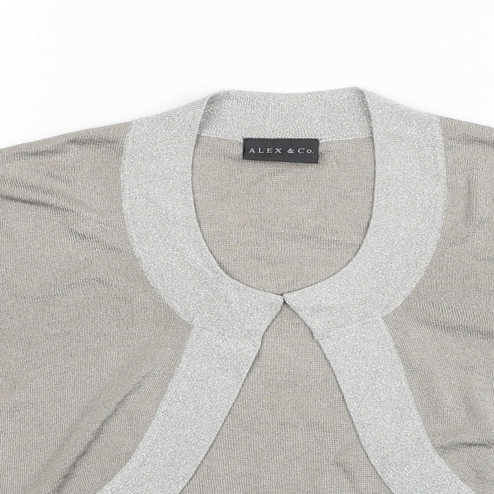 Alex&Co Womens Grey Round Neck Viscose Shrug Jumper Size 20