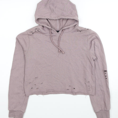 Atmosphere Womens Pink Cotton Pullover Hoodie Size 8 Pullover - Ripped Detail