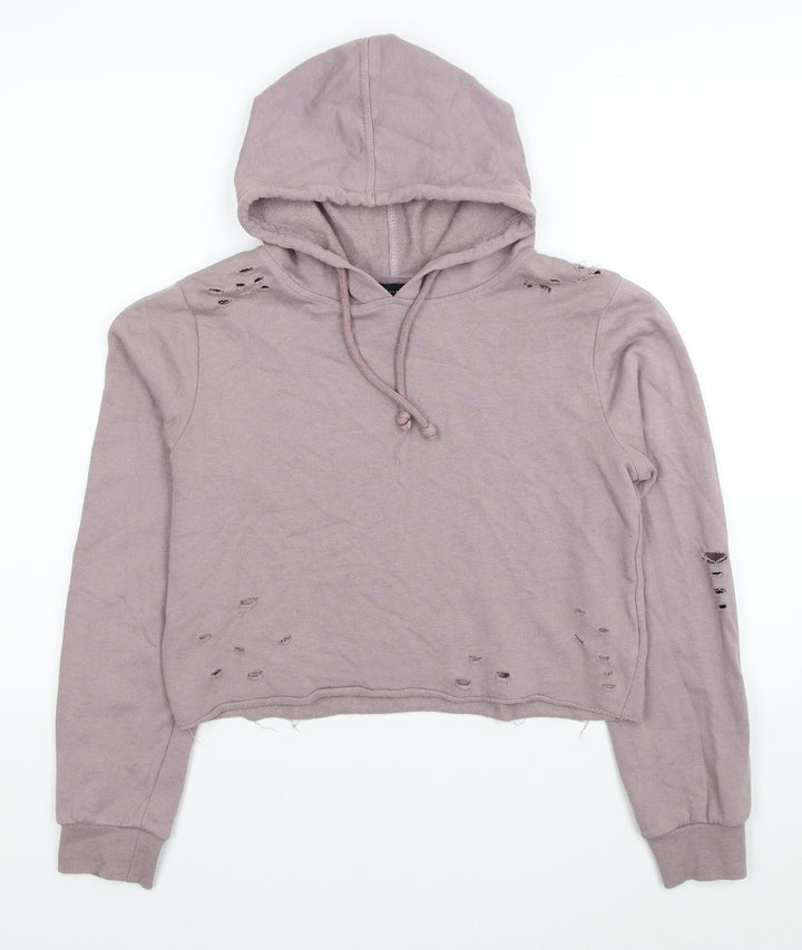 Atmosphere Womens Pink Cotton Pullover Hoodie Size 8 Pullover - Ripped Detail
