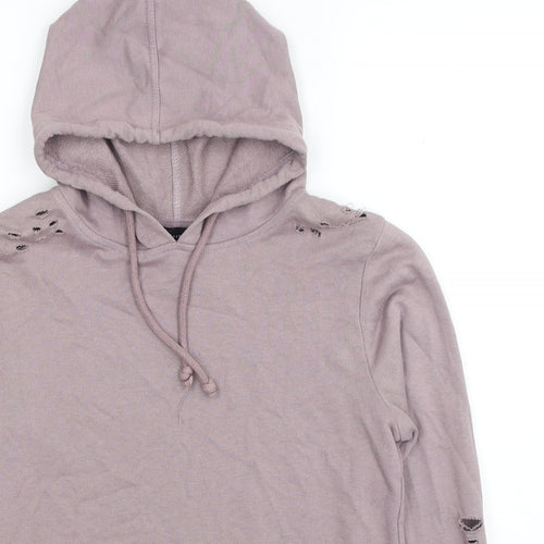 Atmosphere Womens Pink Cotton Pullover Hoodie Size 8 Pullover - Ripped Detail