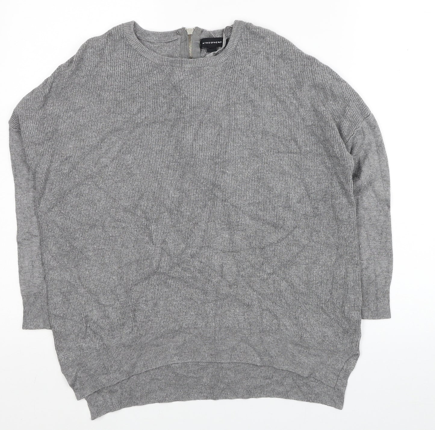 Atmosphere Womens Grey Round Neck Viscose Pullover Jumper Size 10