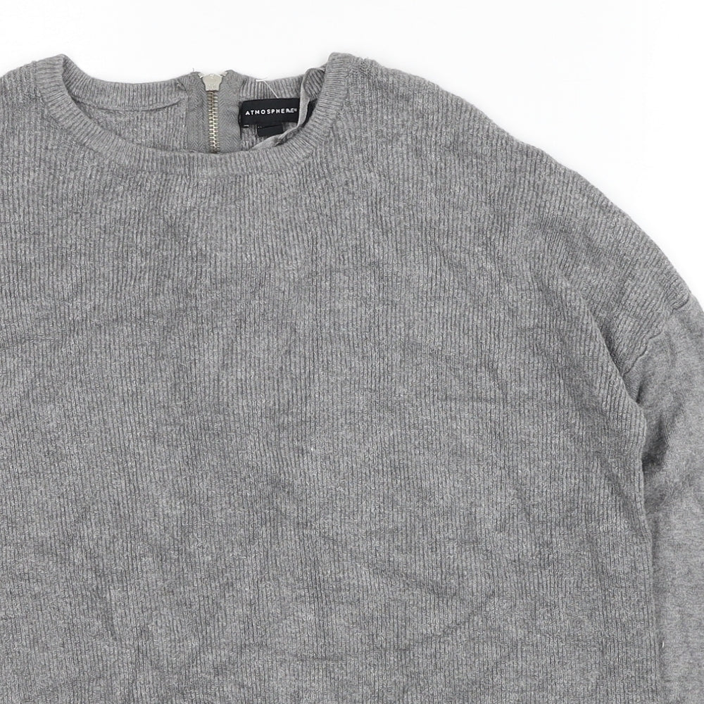 Atmosphere Womens Grey Round Neck Viscose Pullover Jumper Size 10