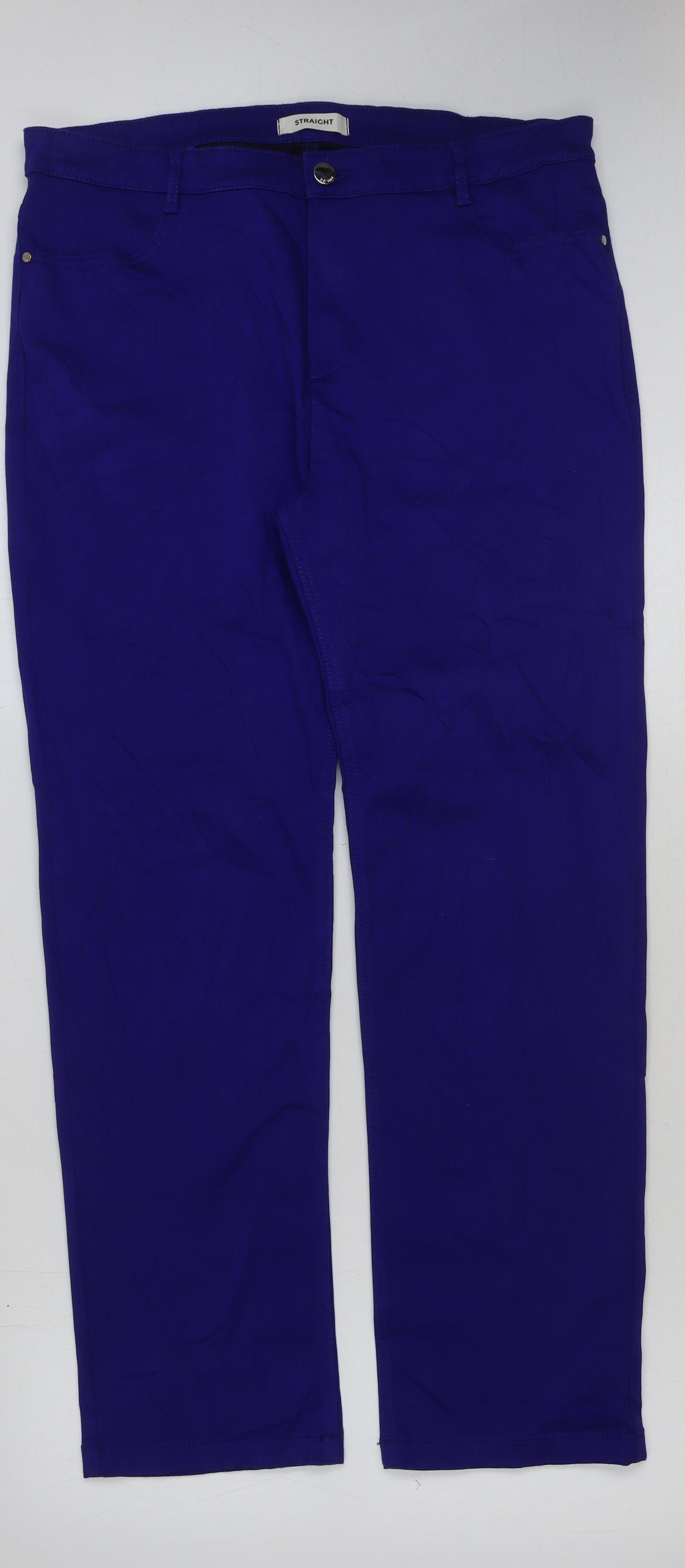 Marks and Spencer Womens Blue Cotton Straight Jeans Size 18 L30 in Regular Button
