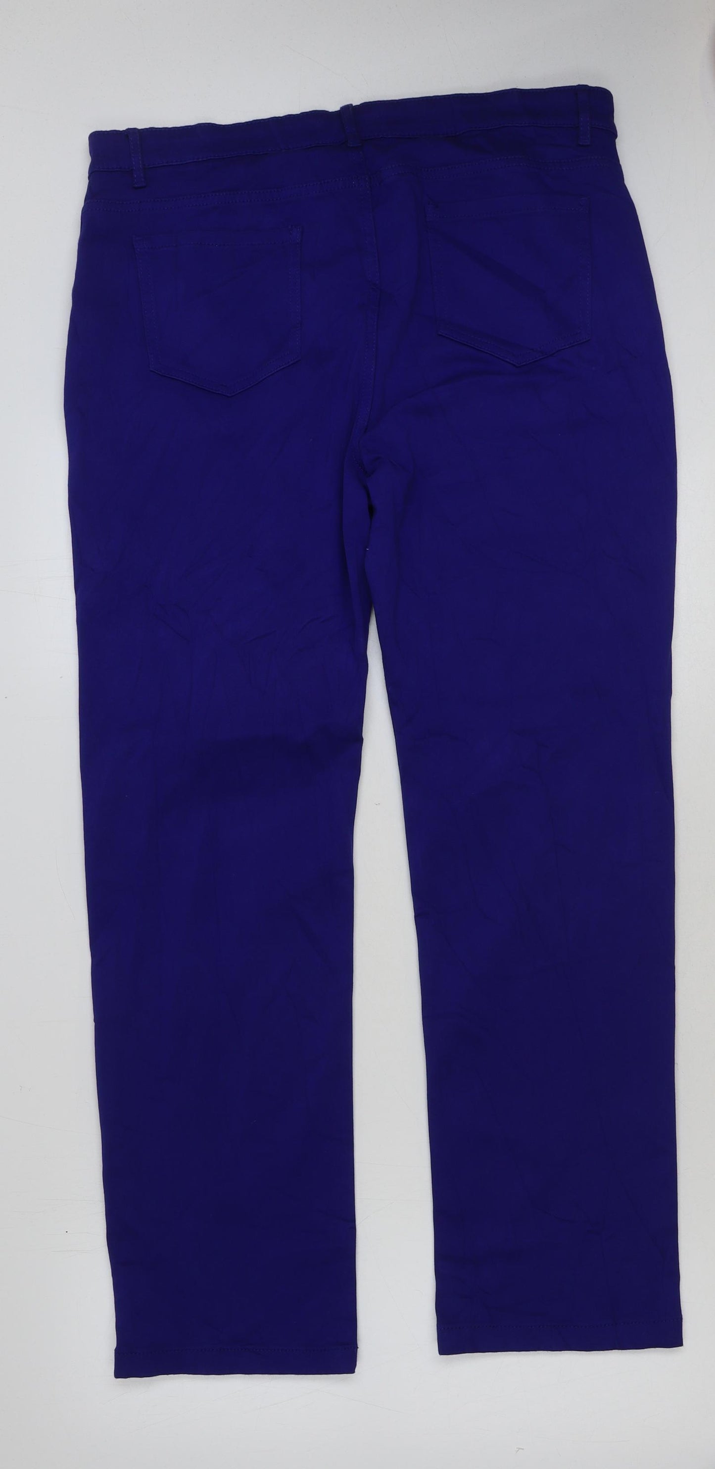 Marks and Spencer Womens Blue Cotton Straight Jeans Size 18 L30 in Regular Button