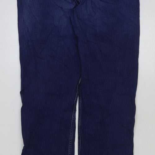 Marks and Spencer Womens Blue Cotton Straight Jeans Size 16 L32 in Regular Button