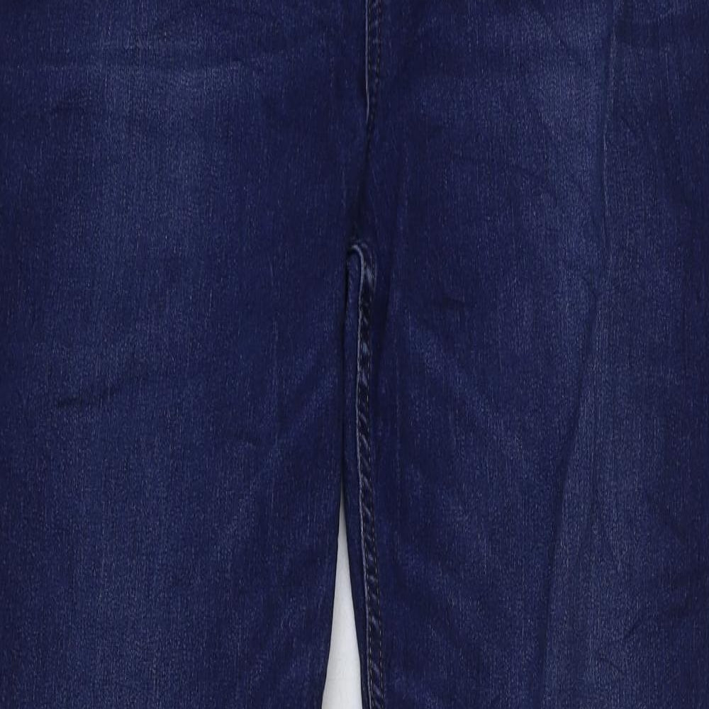 Marks and Spencer Womens Blue Cotton Straight Jeans Size 16 L32 in Regular Button