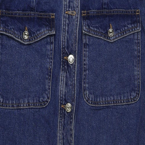 NEXT Womens Blue Cotton A-Line Skirt Size 14 Button