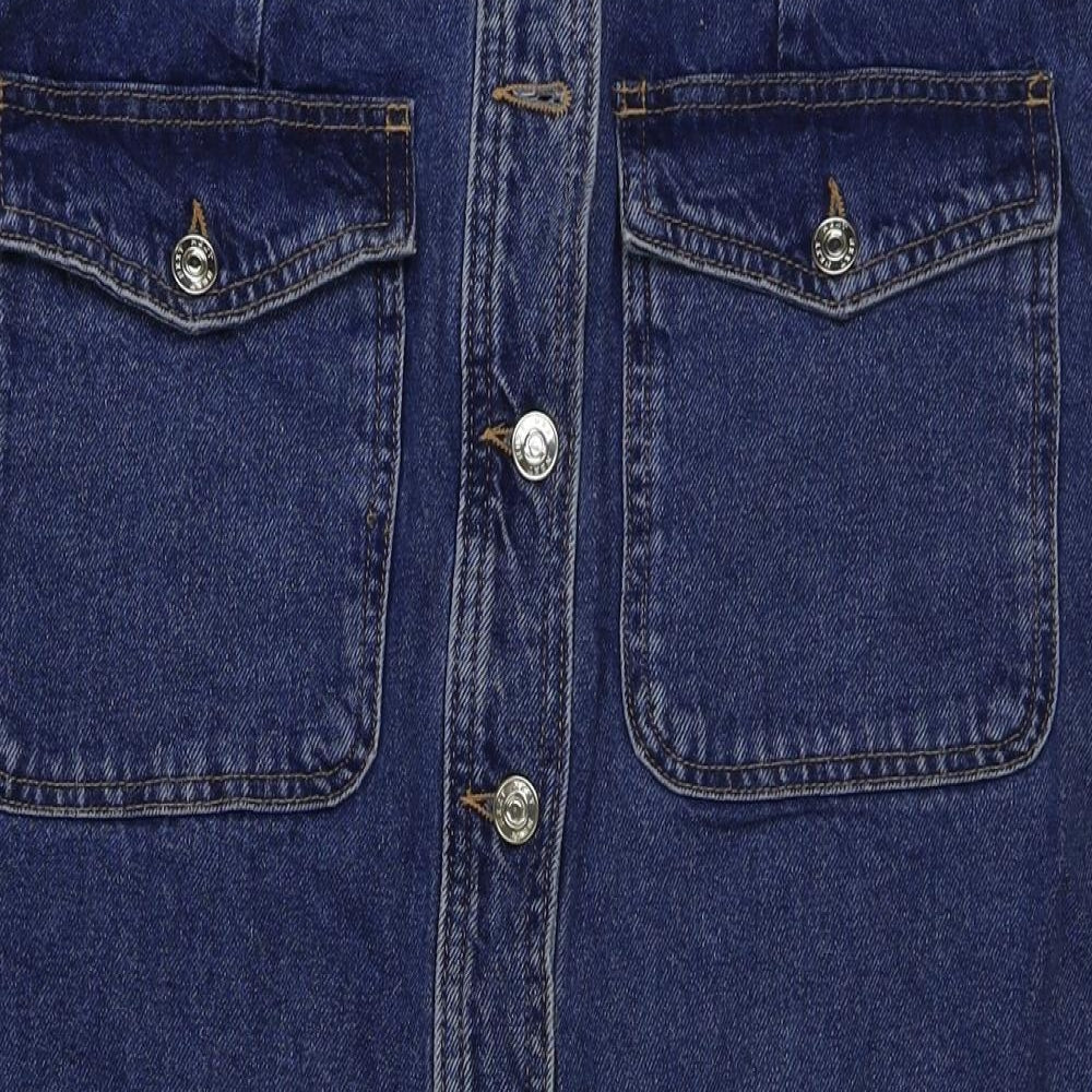 NEXT Womens Blue Cotton A-Line Skirt Size 14 Button
