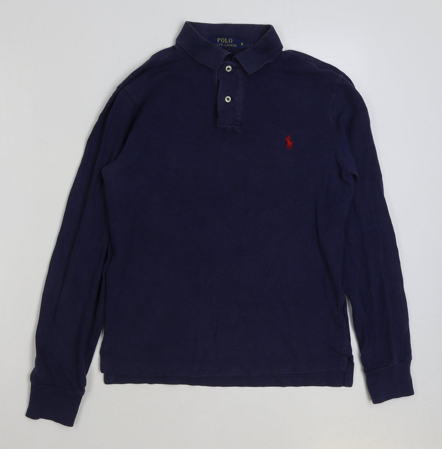 Ralph Lauren Mens Blue Cotton Polo Size S Collared Button