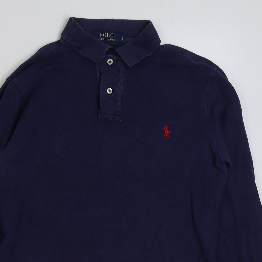 Ralph Lauren Mens Blue Cotton Polo Size S Collared Button