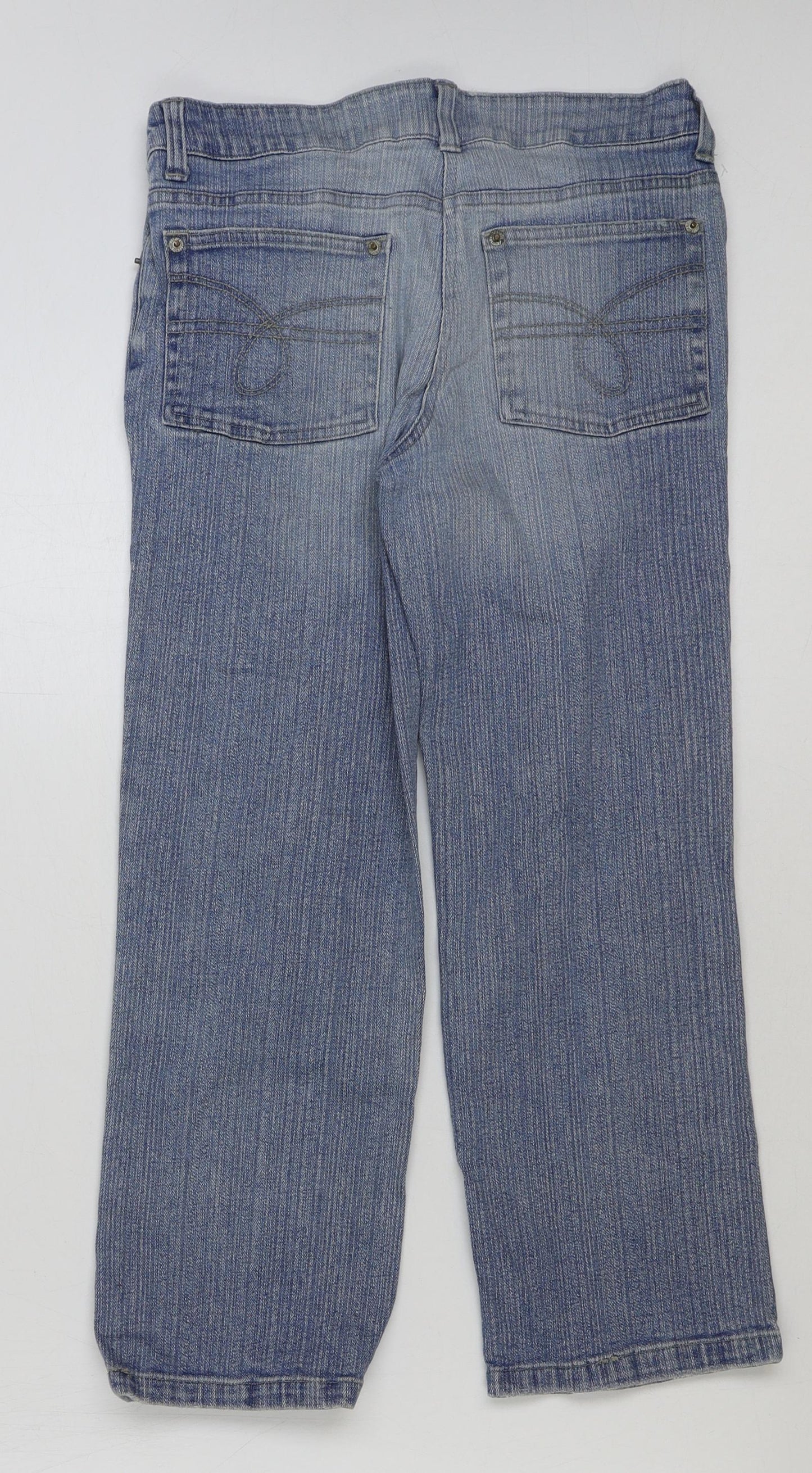 Denim & Co. Womens Blue Cotton Cropped Jeans Size 10 L23 in Regular Button