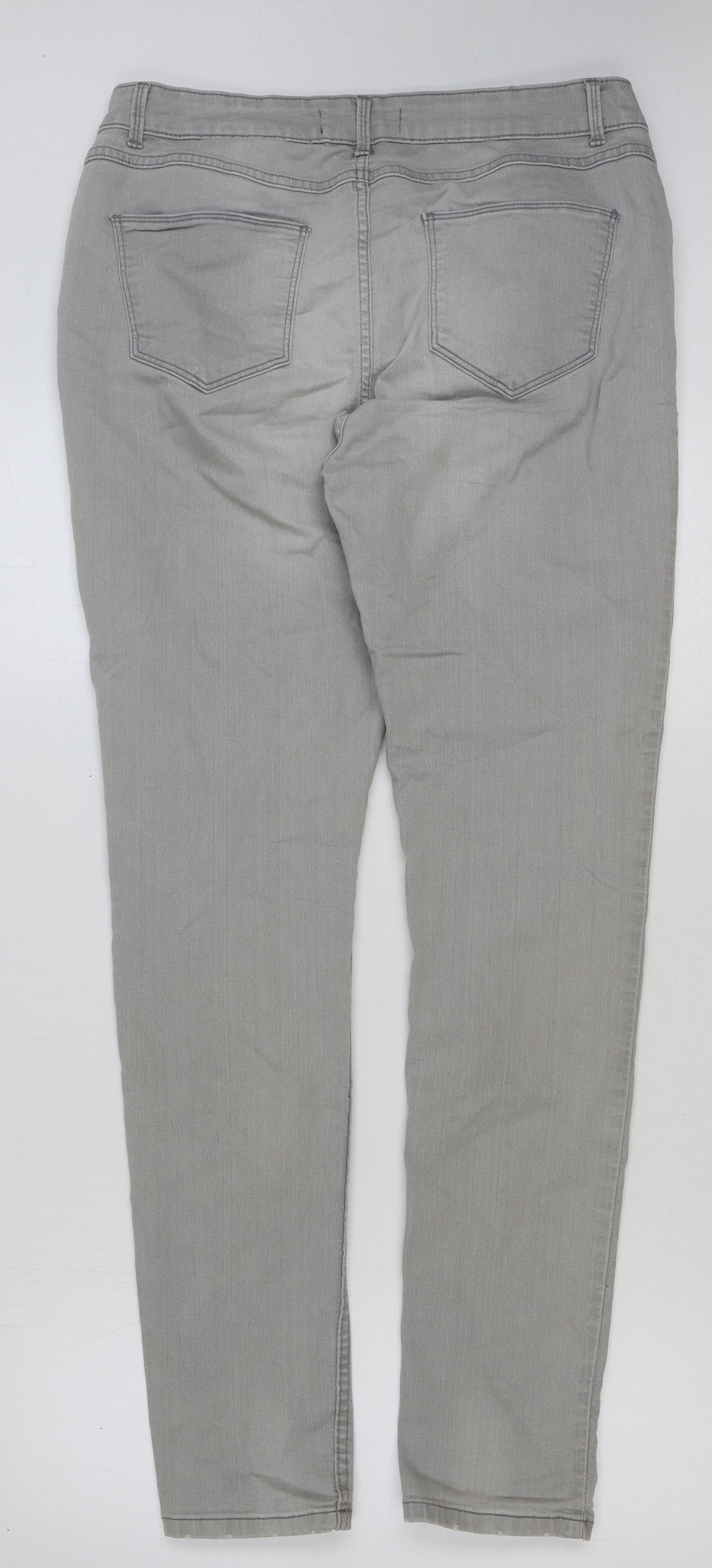 Peacocks Womens Grey Cotton Skinny Jeans Size 14 L31 in Regular Button