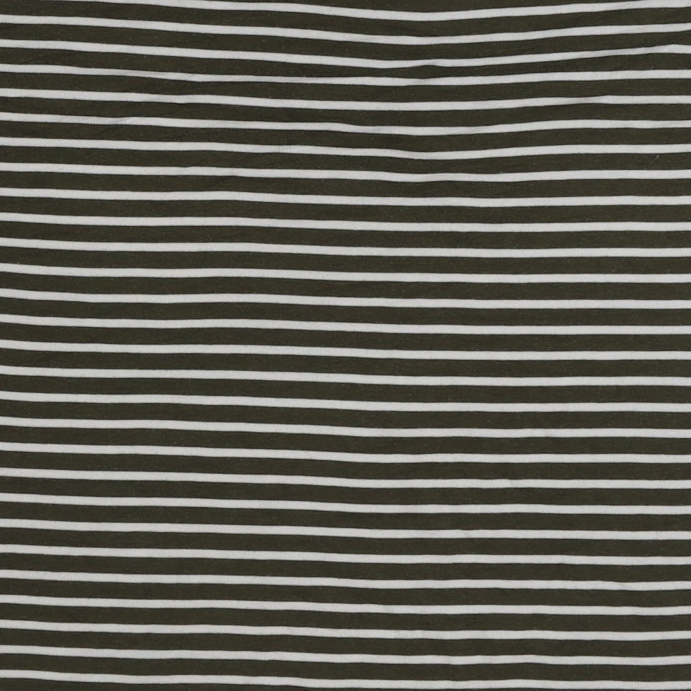 Superdry Womens Grey Striped Cotton Basic T-Shirt Size 12 Round Neck