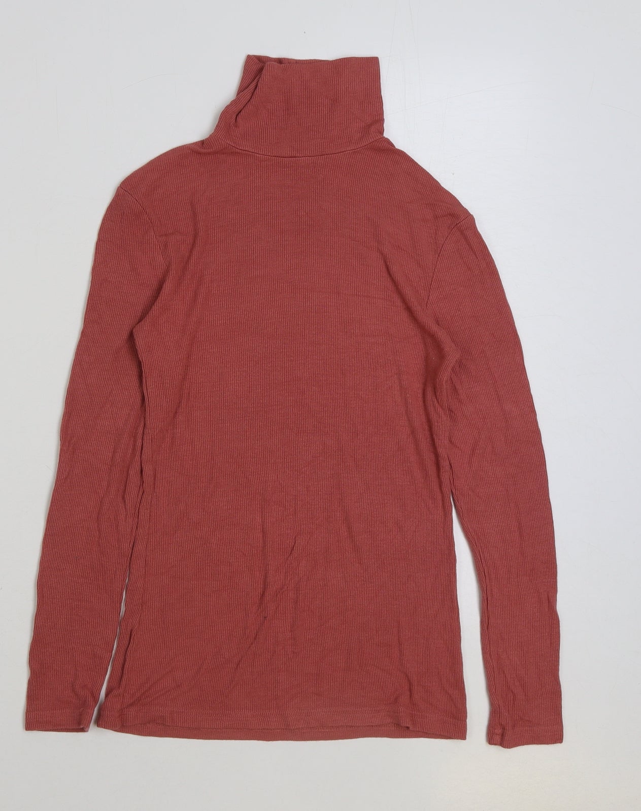 Matalan Womens Orange Viscose Basic T-Shirt Size 10 Roll Neck - Ribbed