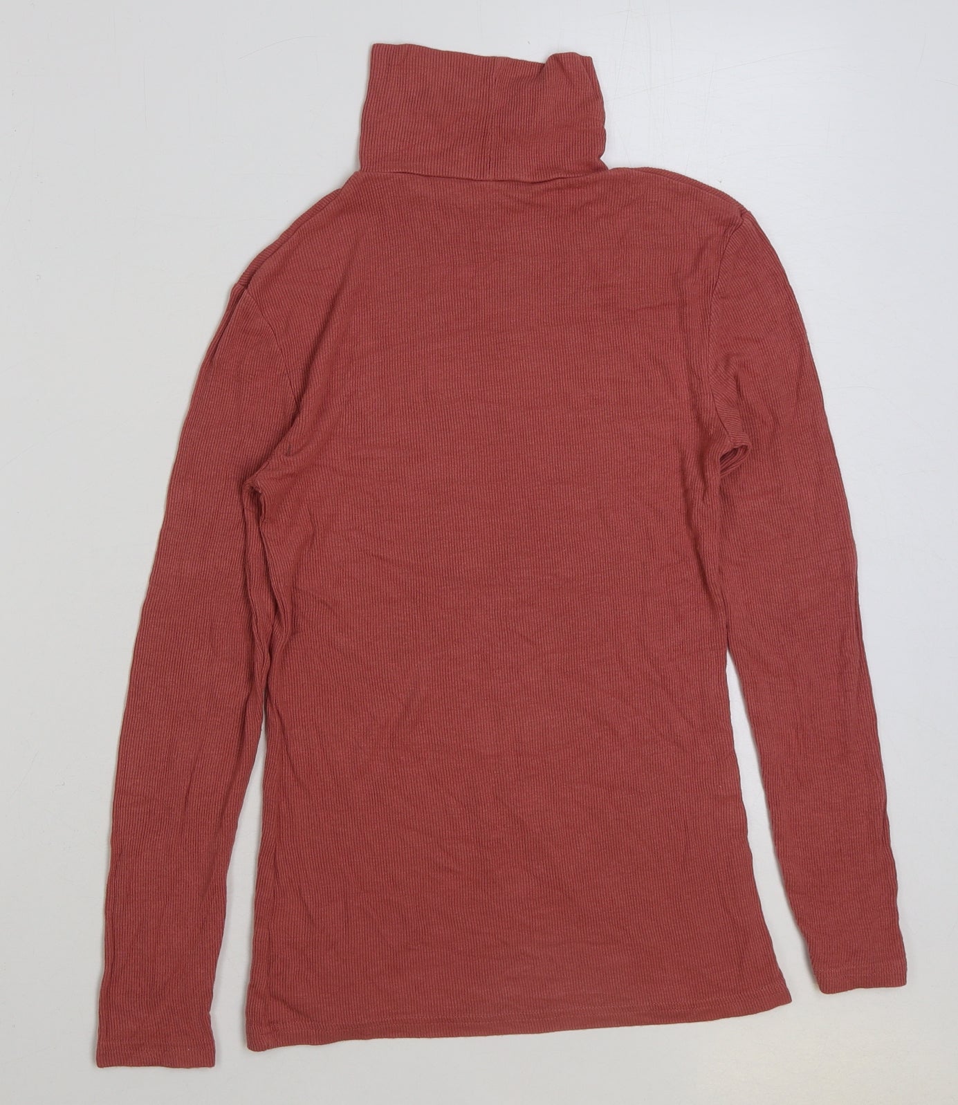 Matalan Womens Orange Viscose Basic T-Shirt Size 10 Roll Neck - Ribbed