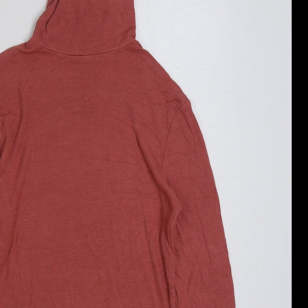 Matalan Womens Orange Viscose Basic T-Shirt Size 10 Roll Neck - Ribbed