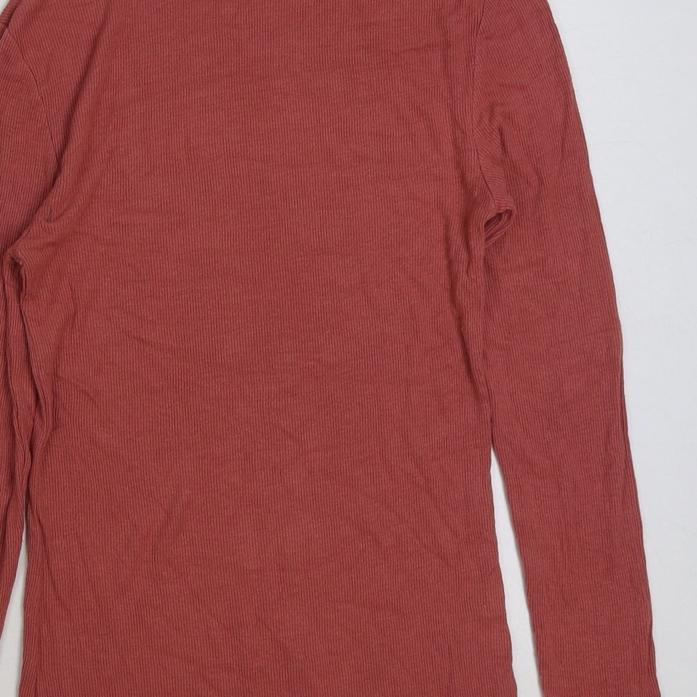 Matalan Womens Orange Viscose Basic T-Shirt Size 10 Roll Neck - Ribbed