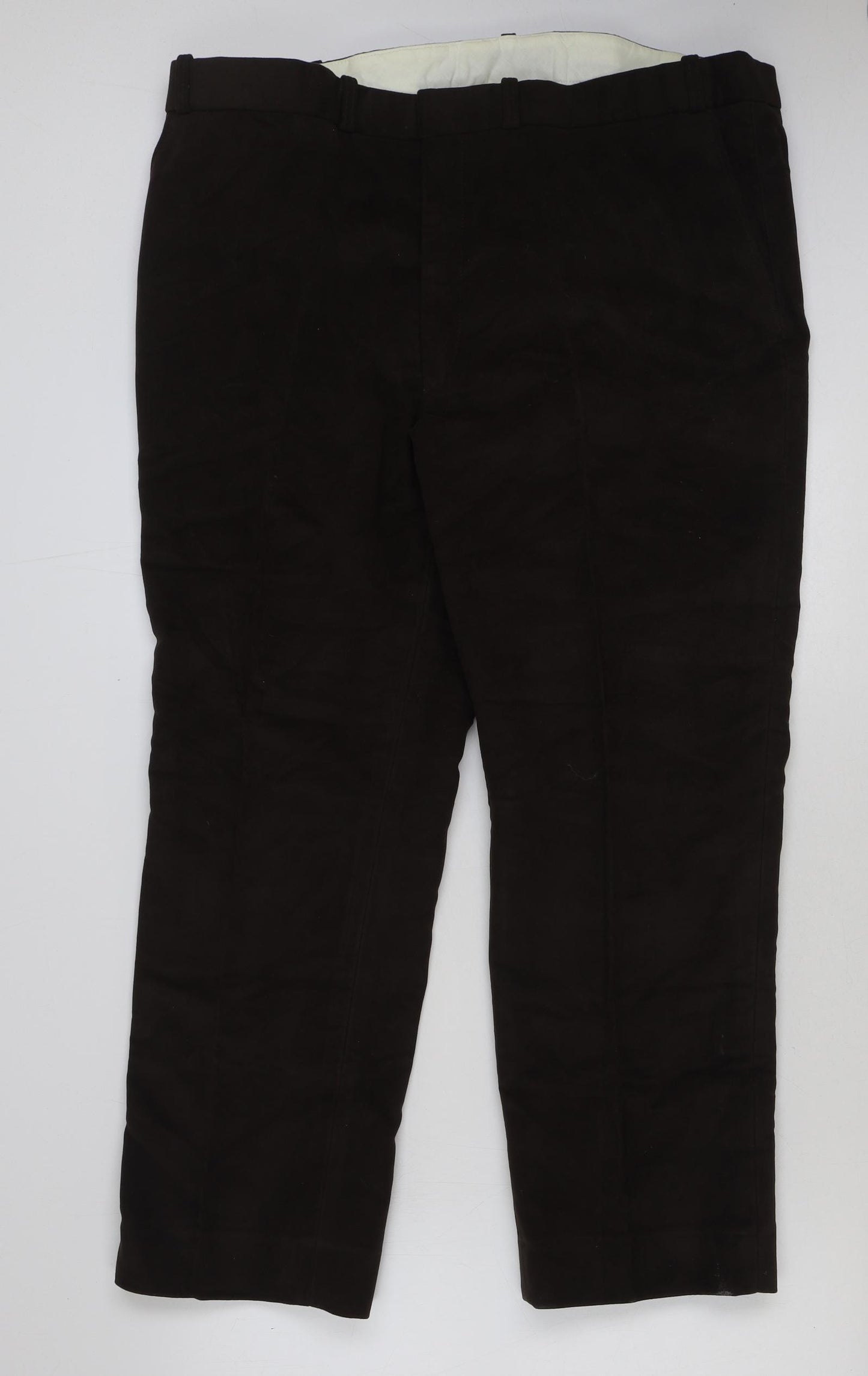 Preworn Mens Brown Cotton Trousers Size 42 in L30 in Regular Button