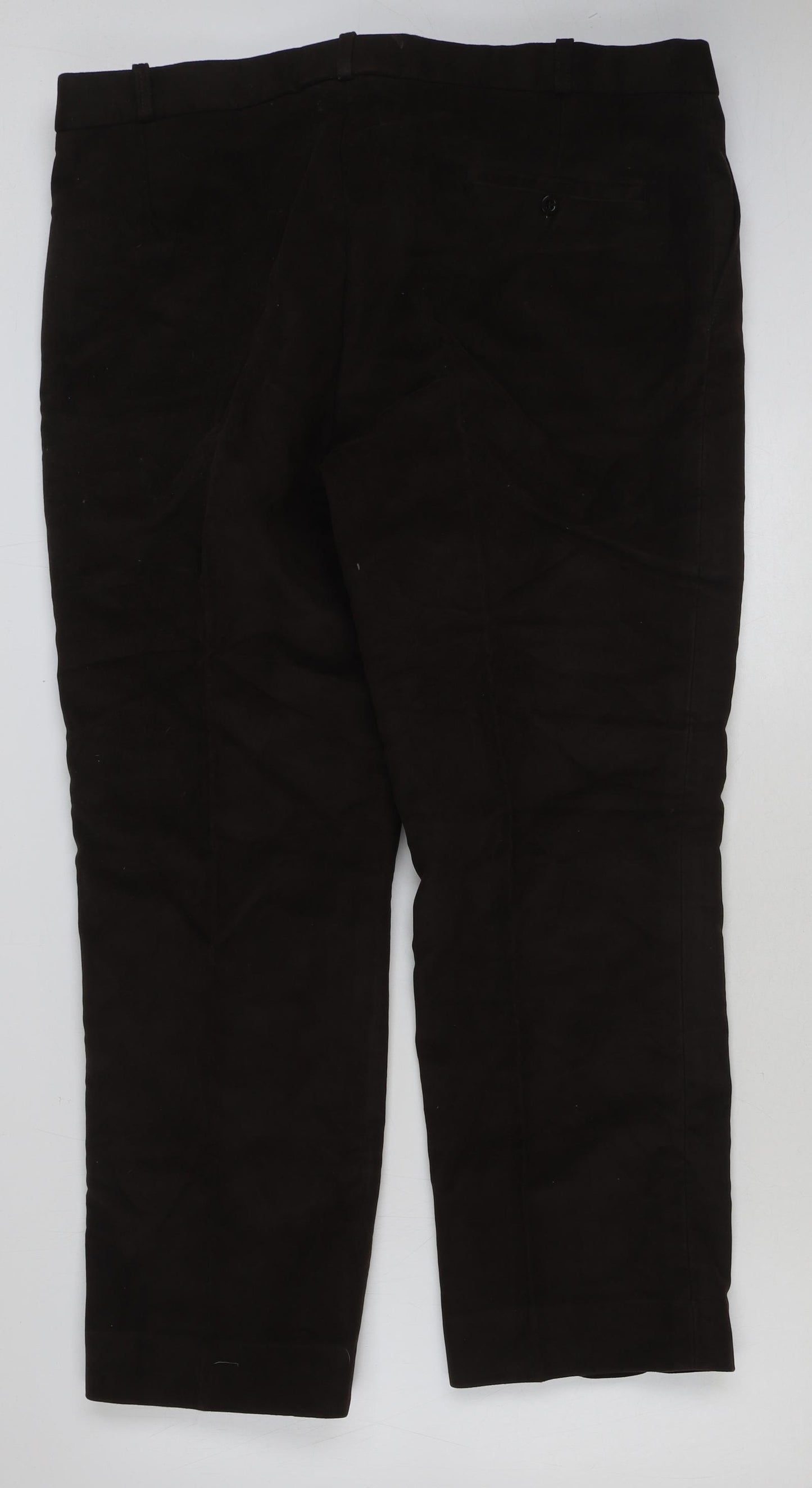 Preworn Mens Brown Cotton Trousers Size 42 in L30 in Regular Button