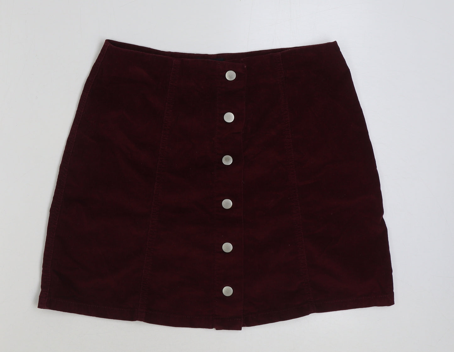 Papaya Womens Red Cotton Mini Skirt Size 12 Button