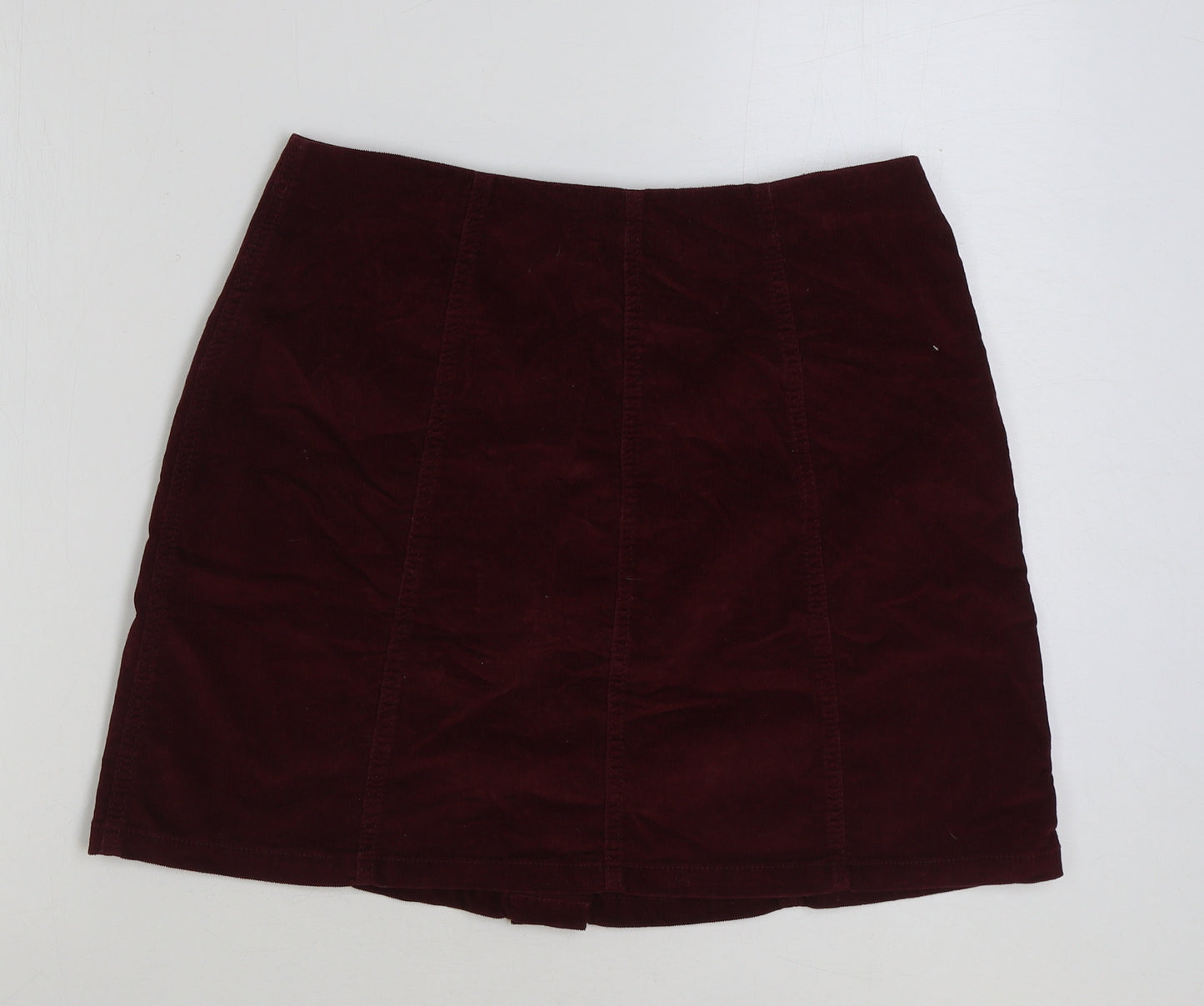 Papaya Womens Red Cotton Mini Skirt Size 12 Button