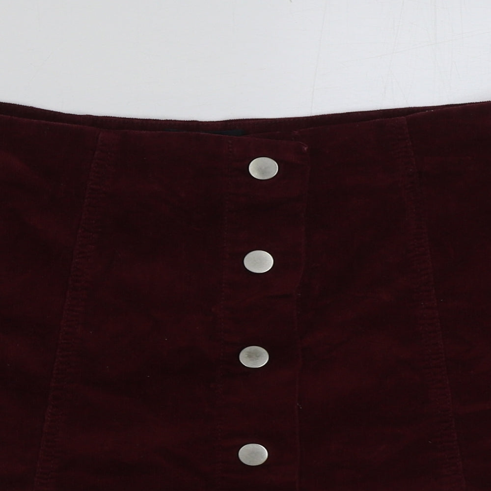 Papaya Womens Red Cotton Mini Skirt Size 12 Button