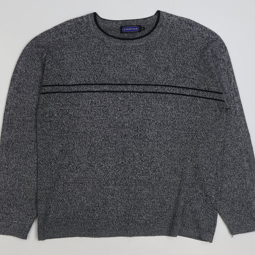 Zantos Mens Grey Round Neck Acrylic Pullover Jumper Size M