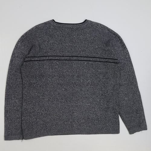 Zantos Mens Grey Round Neck Acrylic Pullover Jumper Size M