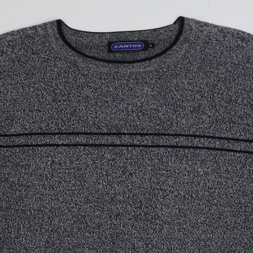 Zantos Mens Grey Round Neck Acrylic Pullover Jumper Size M