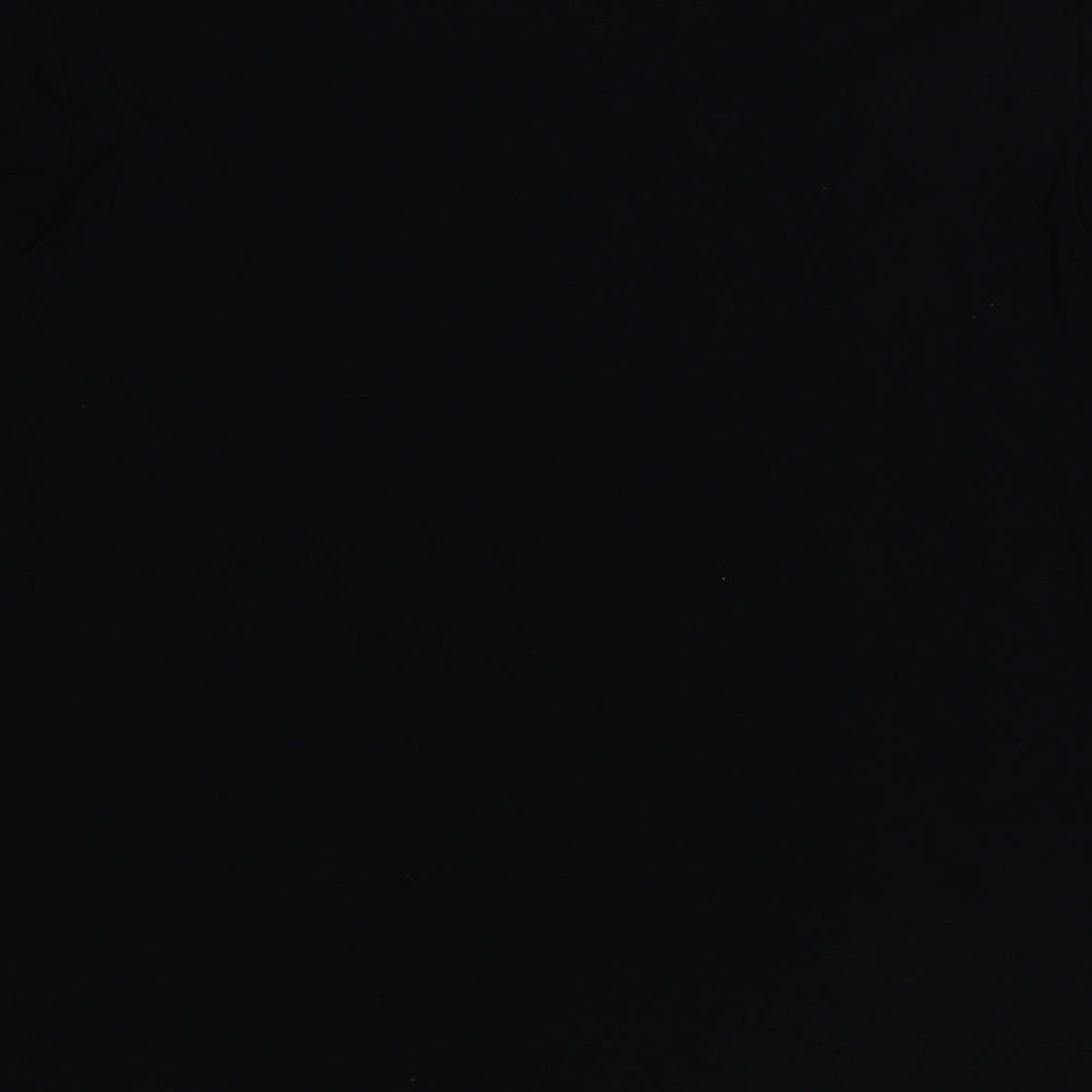 Marks and Spencer Womens Black Floral Viscose Basic T-Shirt Size 20 V-Neck