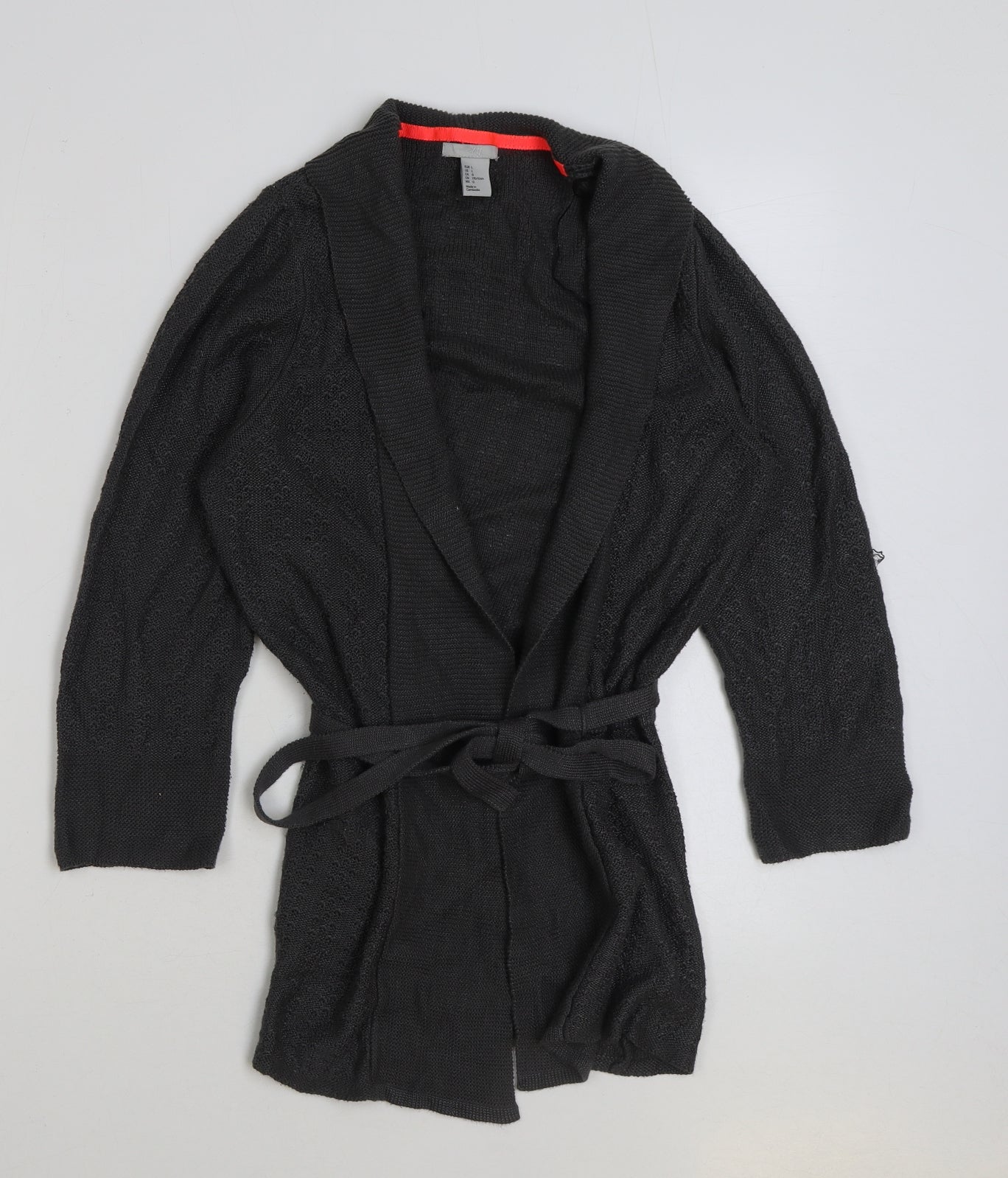 H&M Womens Grey V-Neck Cotton Cardigan Jumper Size L