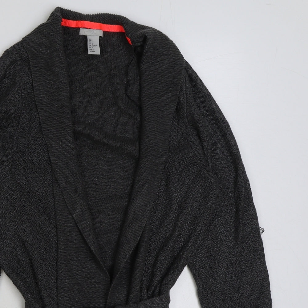 H&M Womens Grey V-Neck Cotton Cardigan Jumper Size L