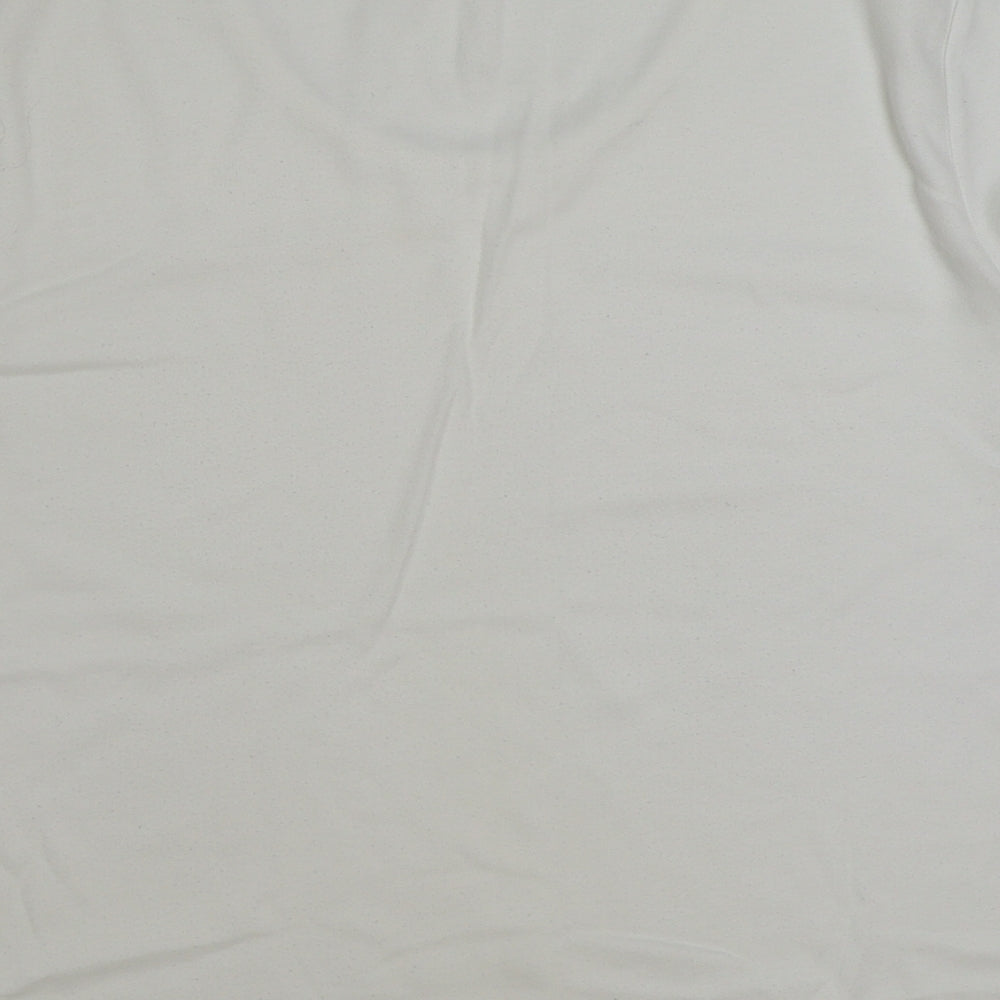 Poppy Womens White Polyester Basic T-Shirt Size 14 Round Neck