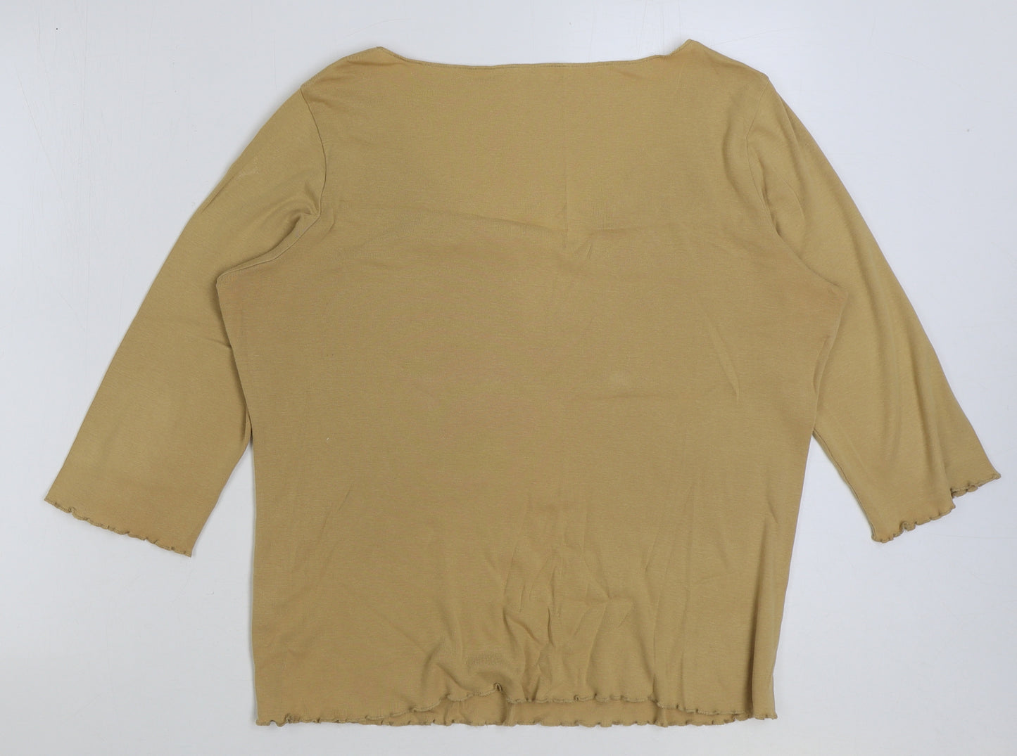 Marks and Spencer Womens Brown Polyester Basic T-Shirt Size 18 V-Neck - Cut Out Detail
