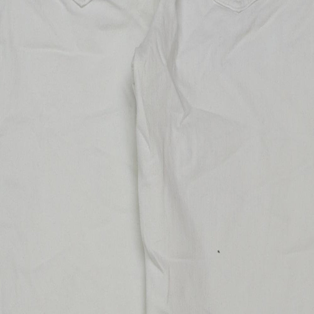 Marks and Spencer Womens White Cotton Straight Jeans Size 12 L29 in Regular Button