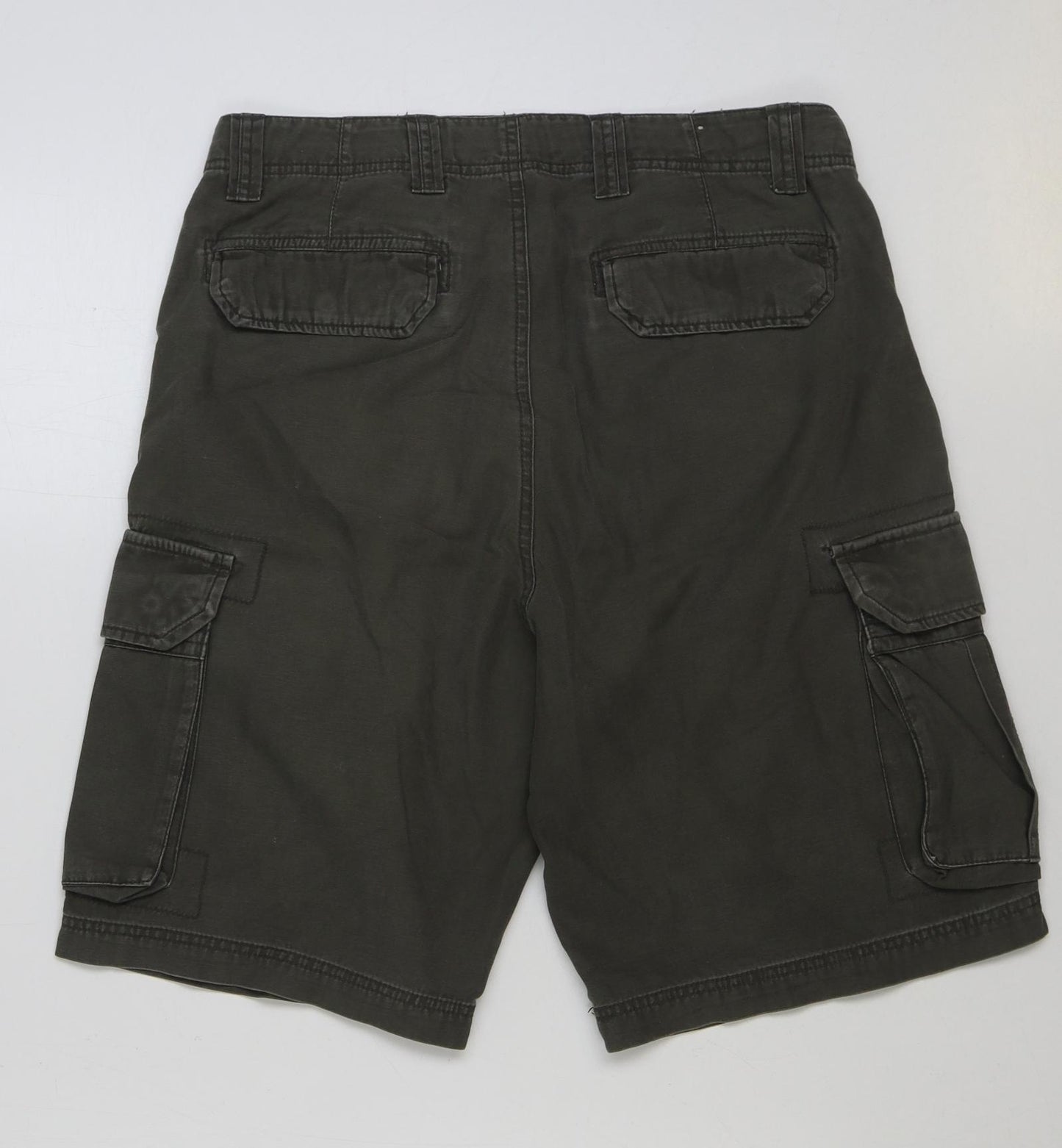 Cedar Wood State Mens Green Cotton Cargo Shorts Size 32 in L10 in Regular Button