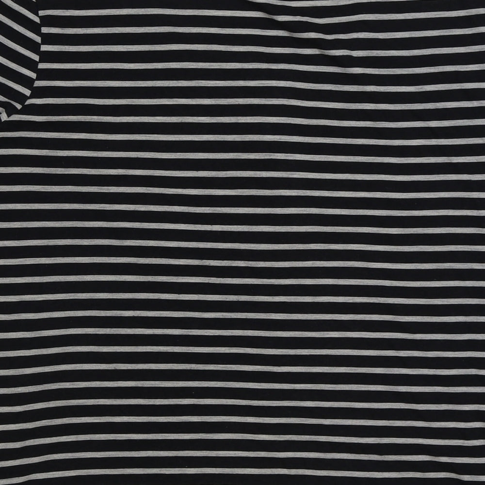 Bonmarché Womens Blue Striped Polyester Basic T-Shirt Size 20 Round Neck