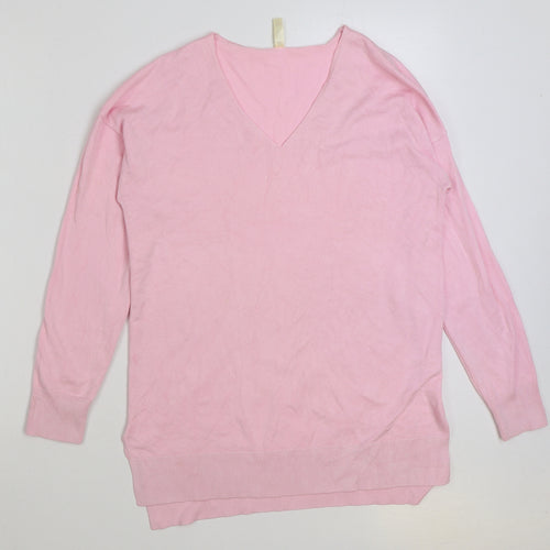 Grecelle Womens Pink V-Neck Acrylic Pullover Jumper Size S