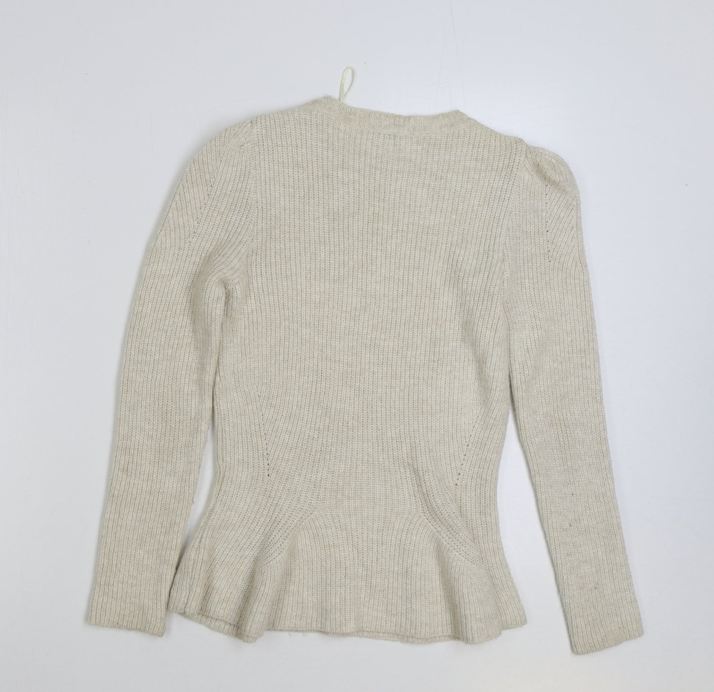Miss Selfridge Womens Beige Round Neck Acrylic Pullover Jumper Size 10