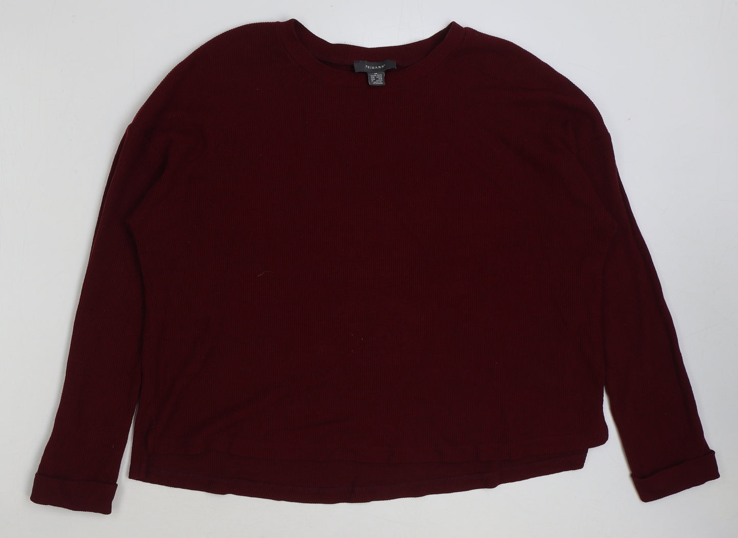 Primark Womens Red Polyester Basic T-Shirt Size M Round Neck - Ribbed