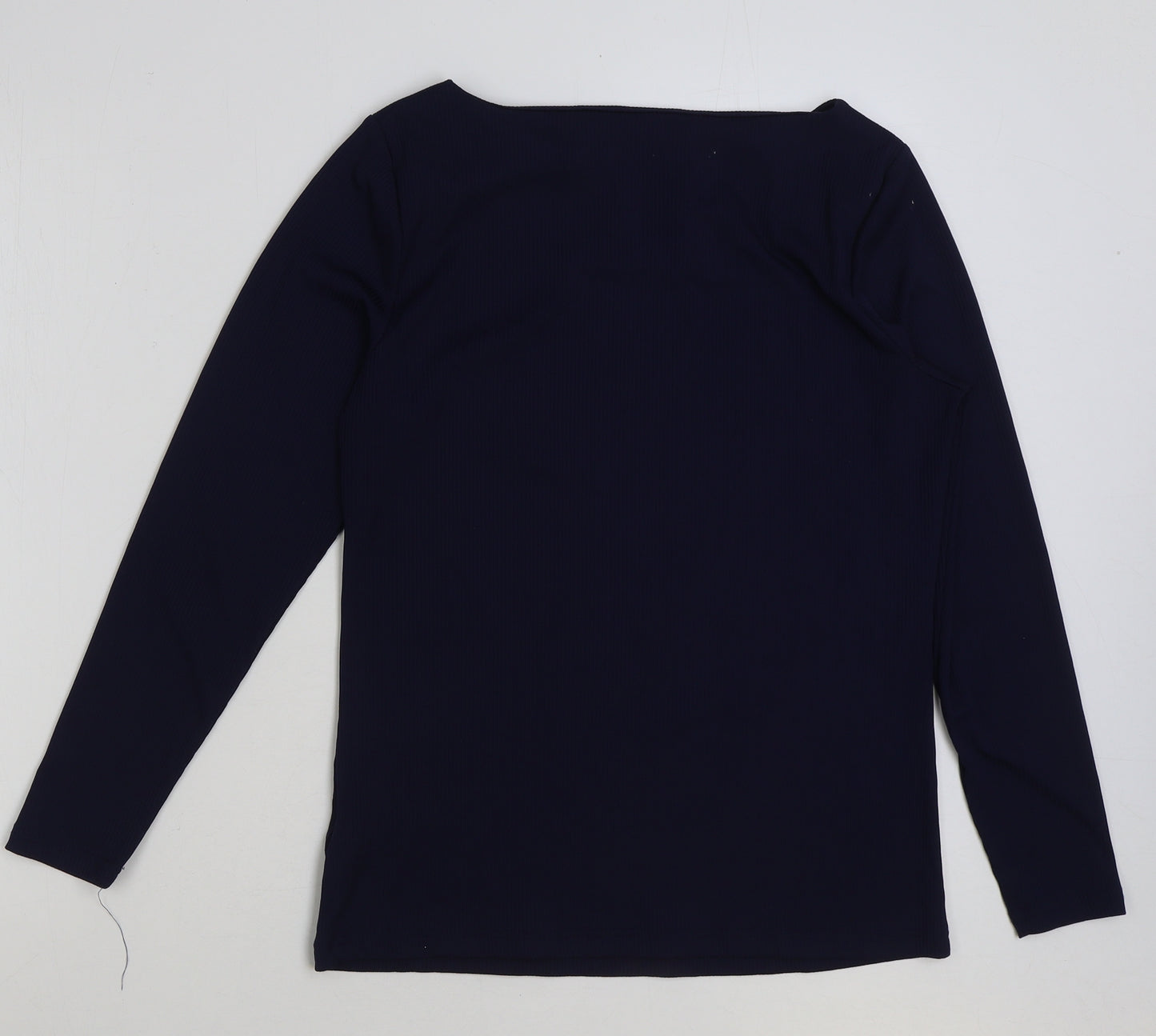 Marks and Spencer Womens Blue Polyester Basic T-Shirt Size 14 Square Neck