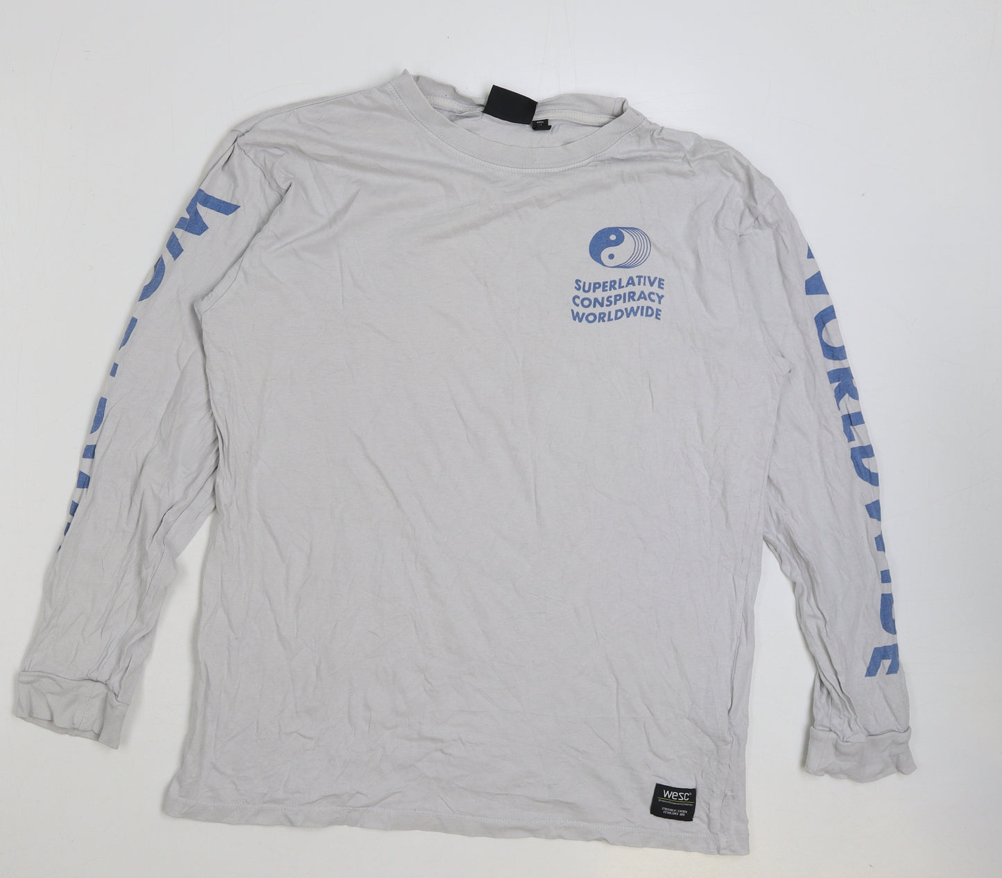 Wezc Mens Grey Polyester T-Shirt Size M Round Neck