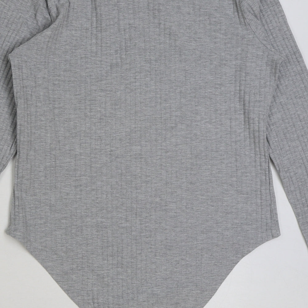 New Look Womens Grey Polyester Bodysuit One-Piece Size 14 Pullover