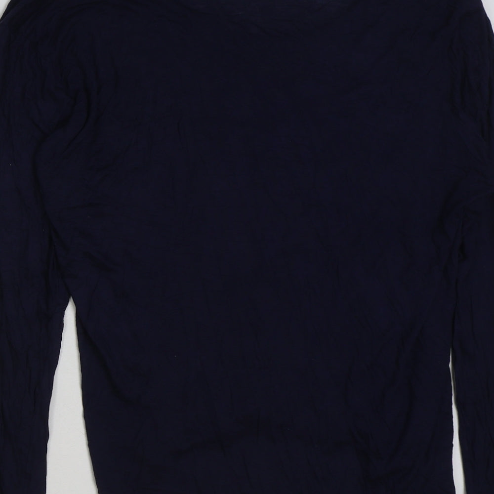 Zara Womens Blue Polyester Basic T-Shirt Size L Round Neck