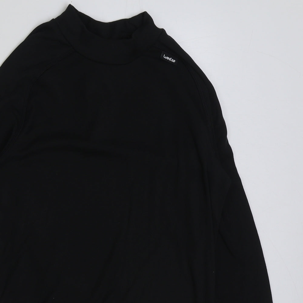 DECATHLON Mens Black Polyester T-Shirt Size XS Mock Neck